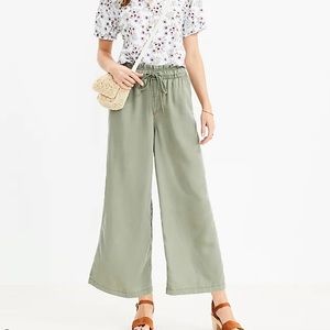 Loft Freja Pull On Wide Leg Pants xxsp in Moss Green